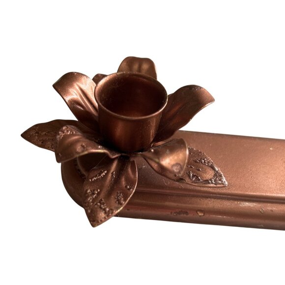 Vintage 1991 Mascot Intl. Copper Hummingbird Candle Holder With Flower - Picture 3 of 7